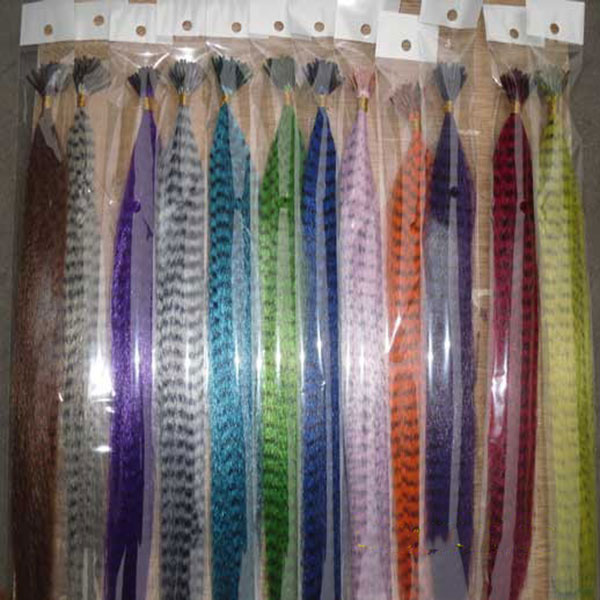 LeeWin 100pcs 16" Synthetic Feather Hair Mixed Color Feather Extensions I-tip Pre-bonded Hair Extensions Colorful Hair Feathers Extensions Long S