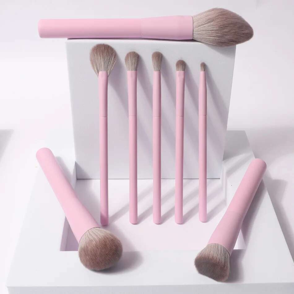 Pink Makeup Brush Set Private Label Wholesale Bulk Cosmetic Synthetic Hair Vegan Brushes Free Custom Beauty Tool 10Sets