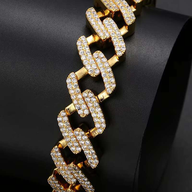 High Quality Custom Wholesale 14 mm Iced Out Cuban Link Chain Bracelet for Men Women