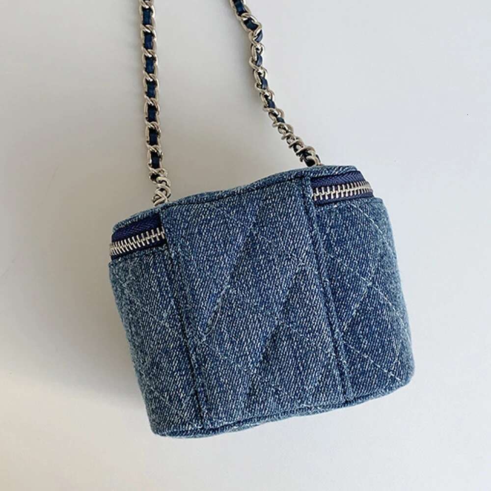 Mini Denim Crossbody Bags for Women 2023 Lingge Chains Shoulder Fashion Brands Box Bag Lipstick Coins Purses and Handbags