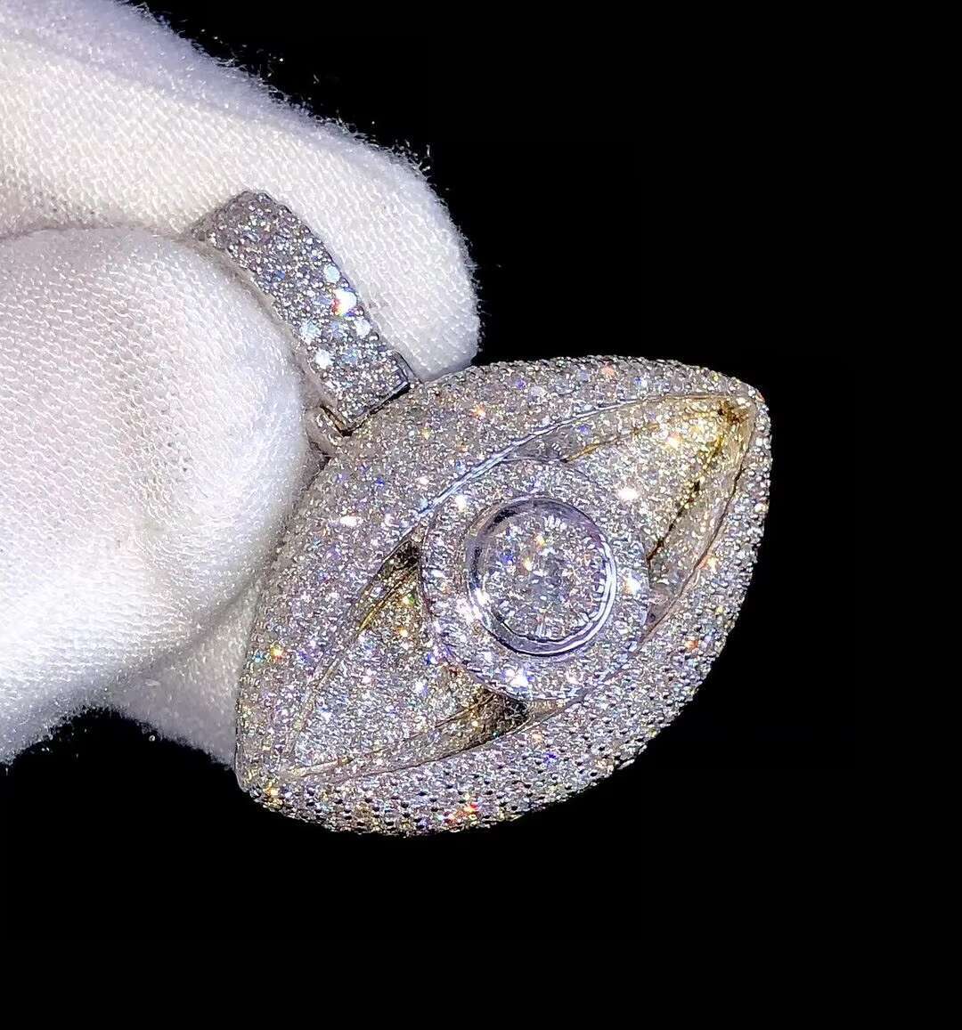 Iced Out Eye VVS Dia Sier Men Hip Hop Pendant Custom Moissanite Necklace