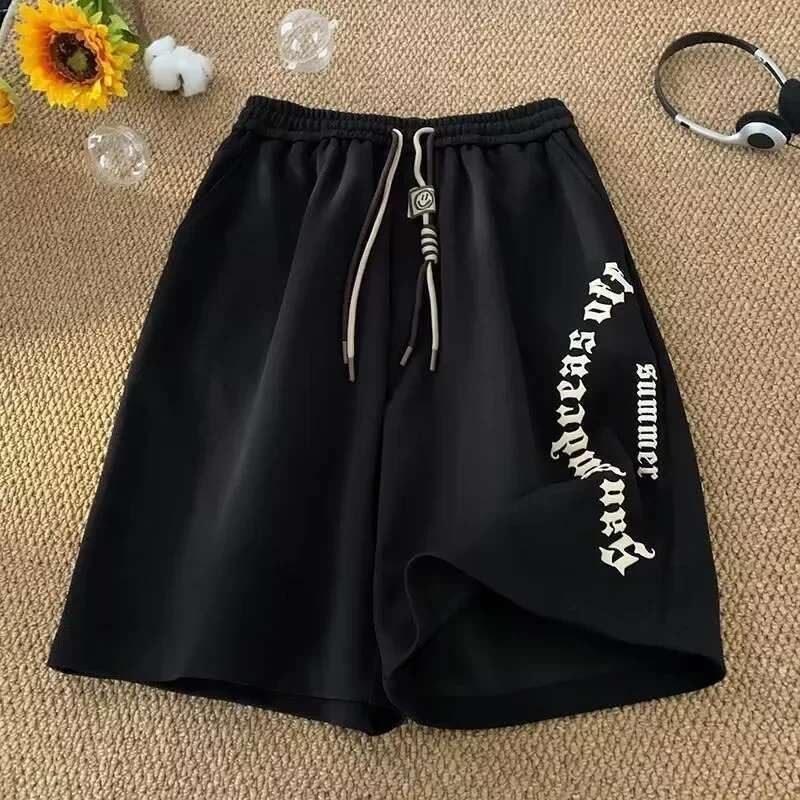 M-5XL Men Casual Short Pants Oversize Beach Retro Letters Print Sports shorts Five Points Shorts Men's Clothing