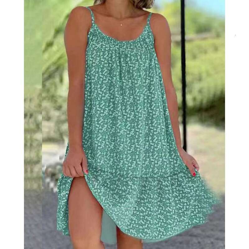Summer Dress Bodysuit Vestidos Elegantes Floral Dress Maxi Dress for Women June S-5XL2025 New Large Hem Floral Camisole Oversized Dress