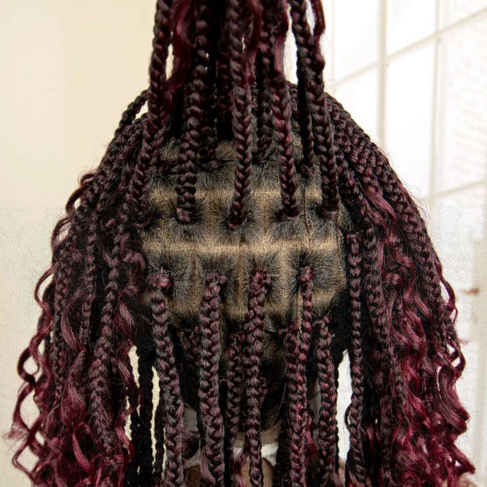 14 Inches Short Bury Box Full Lace Synthetic Boho Braids Wig For Women Ombre Color Braided Wigs