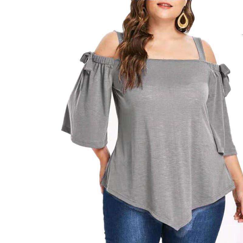 Plus Size Shirt Women Women Designer Clothes Tshirt Shirts Shirts for Women Designer Gothic 2025 Large Womens Off the Shoulder Mid Sleeve Bow Tie Irre