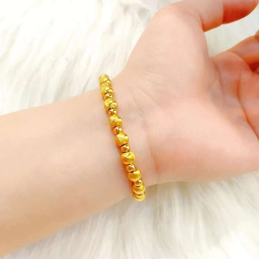 Dubai Gold Color 6Mm Cat Eye Beaded Chain Bracelets For Women Wristband Adjustable Waterproof Jewelry Party Gif