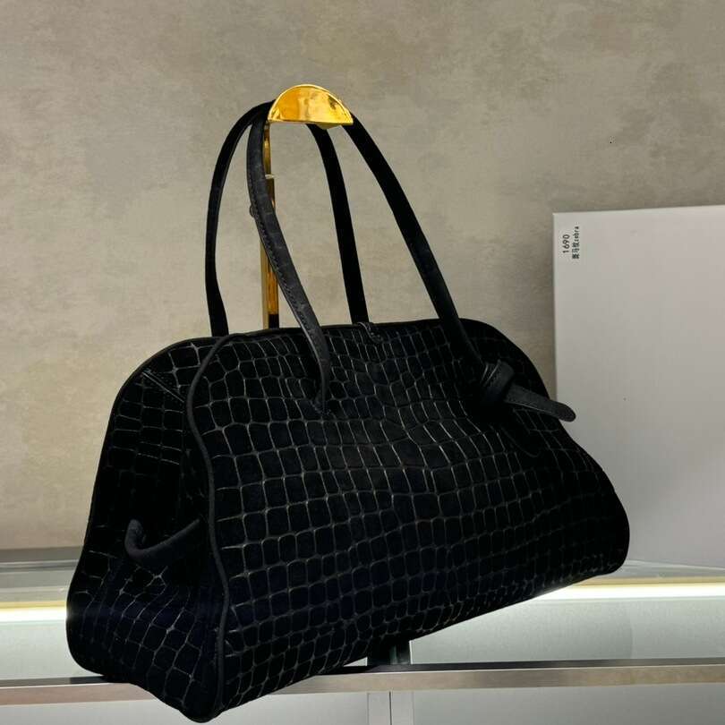 Women's Bags Designer New Advanced Crocodile Pattern Bowling Handbag, Crossarm, Underarm, Single Shoulder, Large Capacity Bag