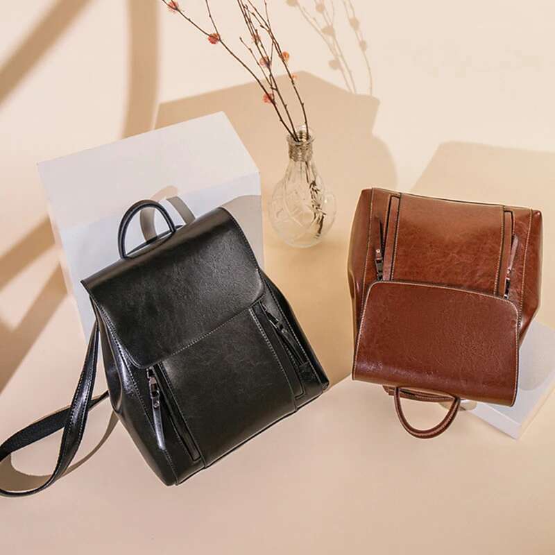 Women Backpack Cross Body Shoulder Bag Genuine Leather Girls School Female Natural Skin Book Laptop Rucksack Messenger Bags
