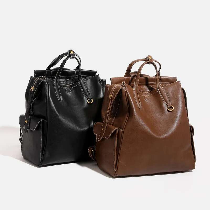 High end oil wax leather backpack with retro vegetable tanned leather, large capacity travel and commuting 14 inch computer bag