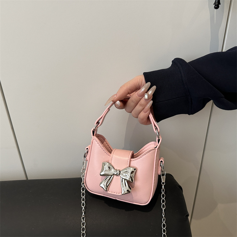New Children's Bag Luxury Bag Candy Colored Bow Mini Handbag Girls' New Free Delivery Designer Bag Parentchild Chain Crossbody Bag Mouth Red