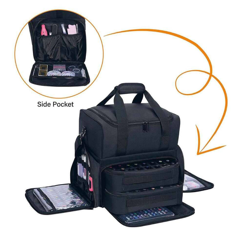 80-Bottle Large Capacity Nail Polish Organizer Case - Portable Travel Storage With 2 Removable Bags, And Essential For Womens Ma