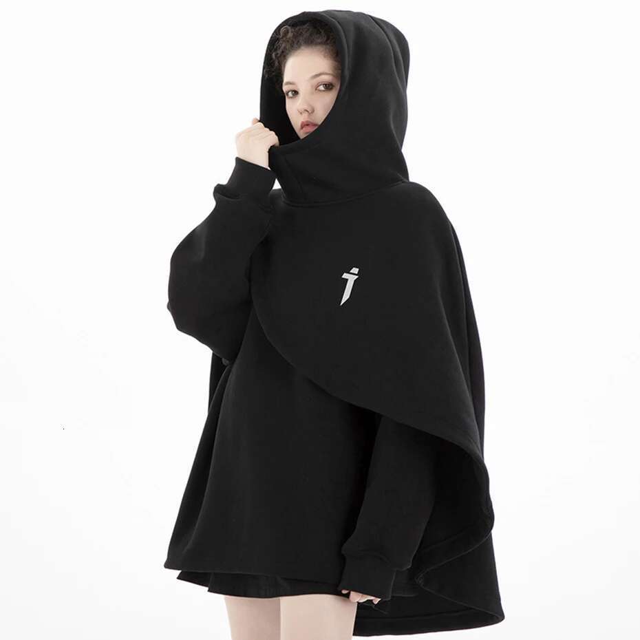 ARENS Fashion Cloak Hoodies Men Techwear Streetwear Hoodie Pullovers Black Gray Darkwear Oversized High Collar Sweatshirt Unisex Designer