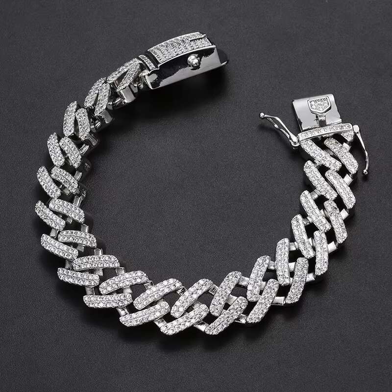 High Quality Custom Wholesale 14 mm Iced Out Cuban Link Chain Bracelet for Men Women