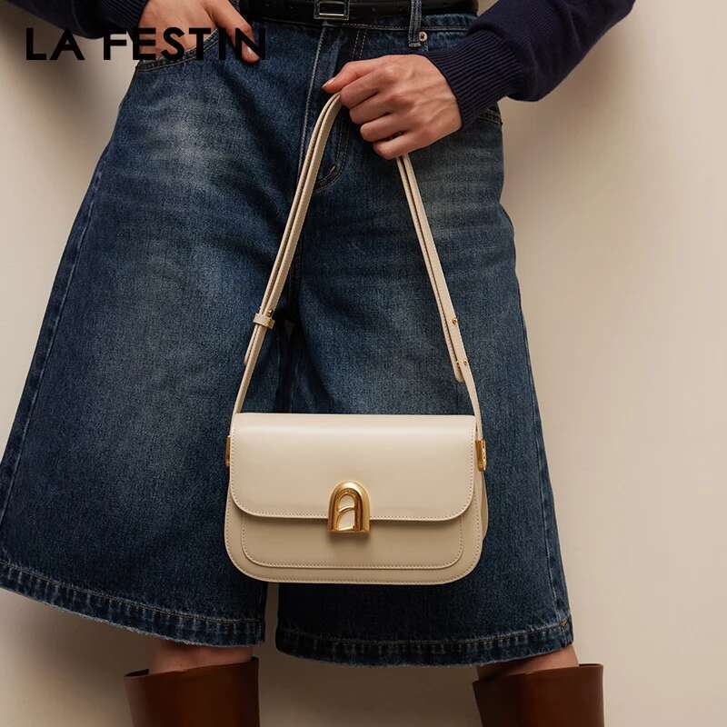 LA FESTIN Original New 2024 Ladies Leather Crossbody Shoulder Bag Women's bag Handbag A-line Door Series Products