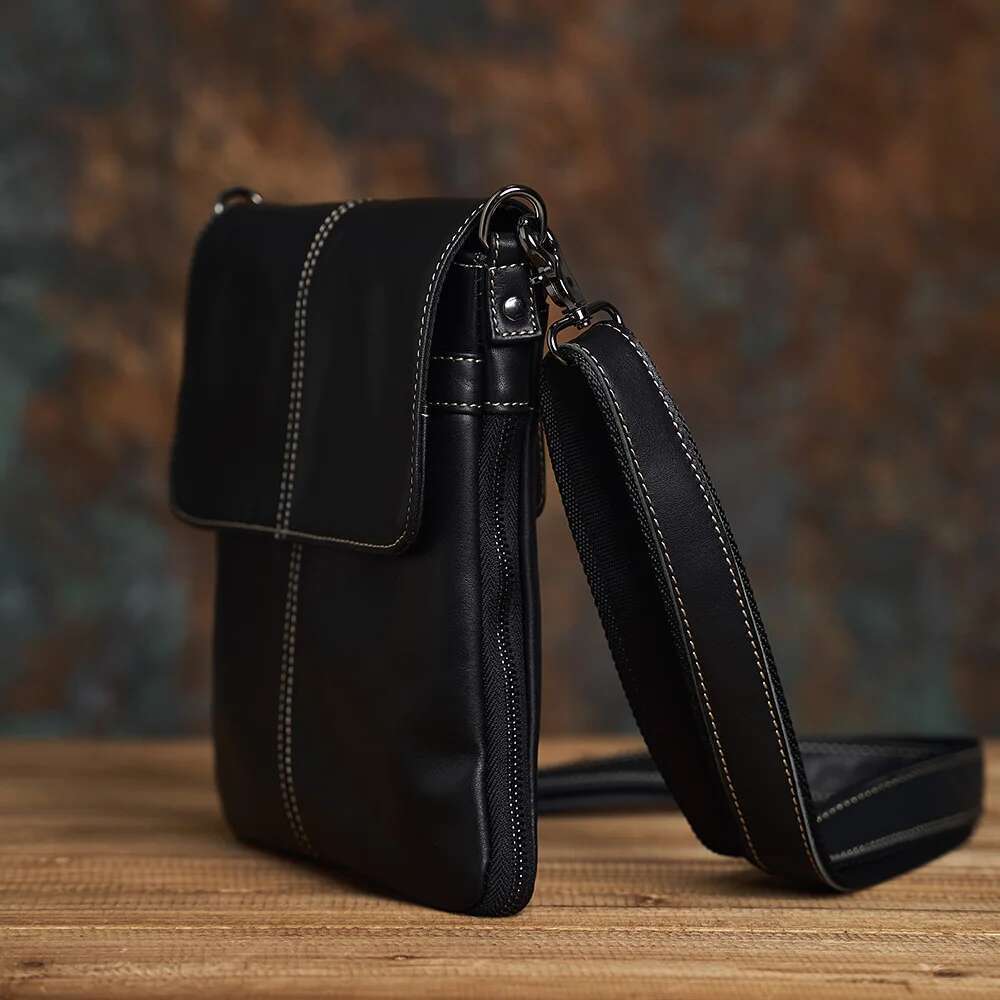 NASVA Leather Men's Shoulder Fashion Casual Messenger Bag School Retro Crossbody Bags For 9.7 Inch Ipad