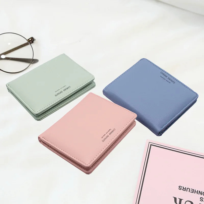 Womens simple letter bifold short wallet thin solid color versatile credit card holder casual and fashionable clutch 250514