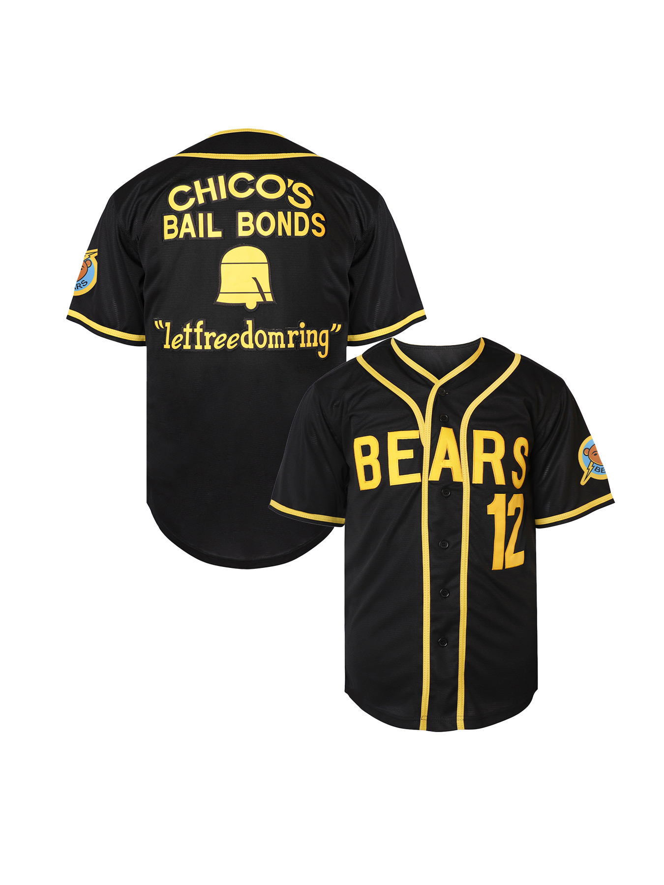 BEARS 3 CHICO'S BAIL Bonds LEFFREEDDOMRING In Stock Wholesale Black White Yellow Baseball Jeresys Quick Drying Moisture Conducting ,Quick Dry No 