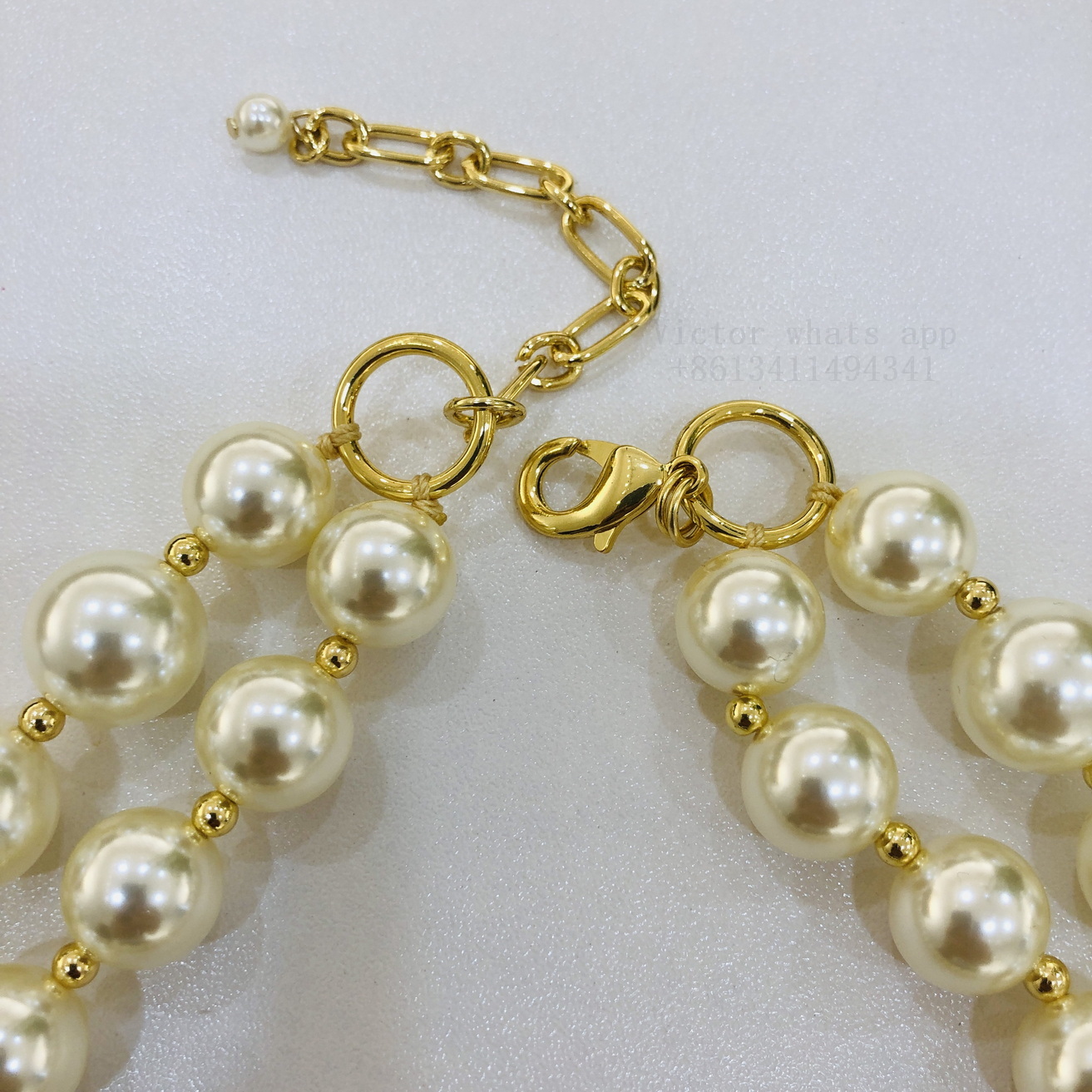 BIG pearl necklace for women double Top quality chain reinforced inner ring length 42+5CM Wholesale price customize You brand Pearl Necklace 004