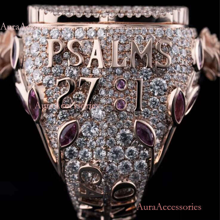 Customized Special Design 3D Pray Hand Rose Gold Sier GRA Certified Moissanite Dia Iced Out Letter Ring