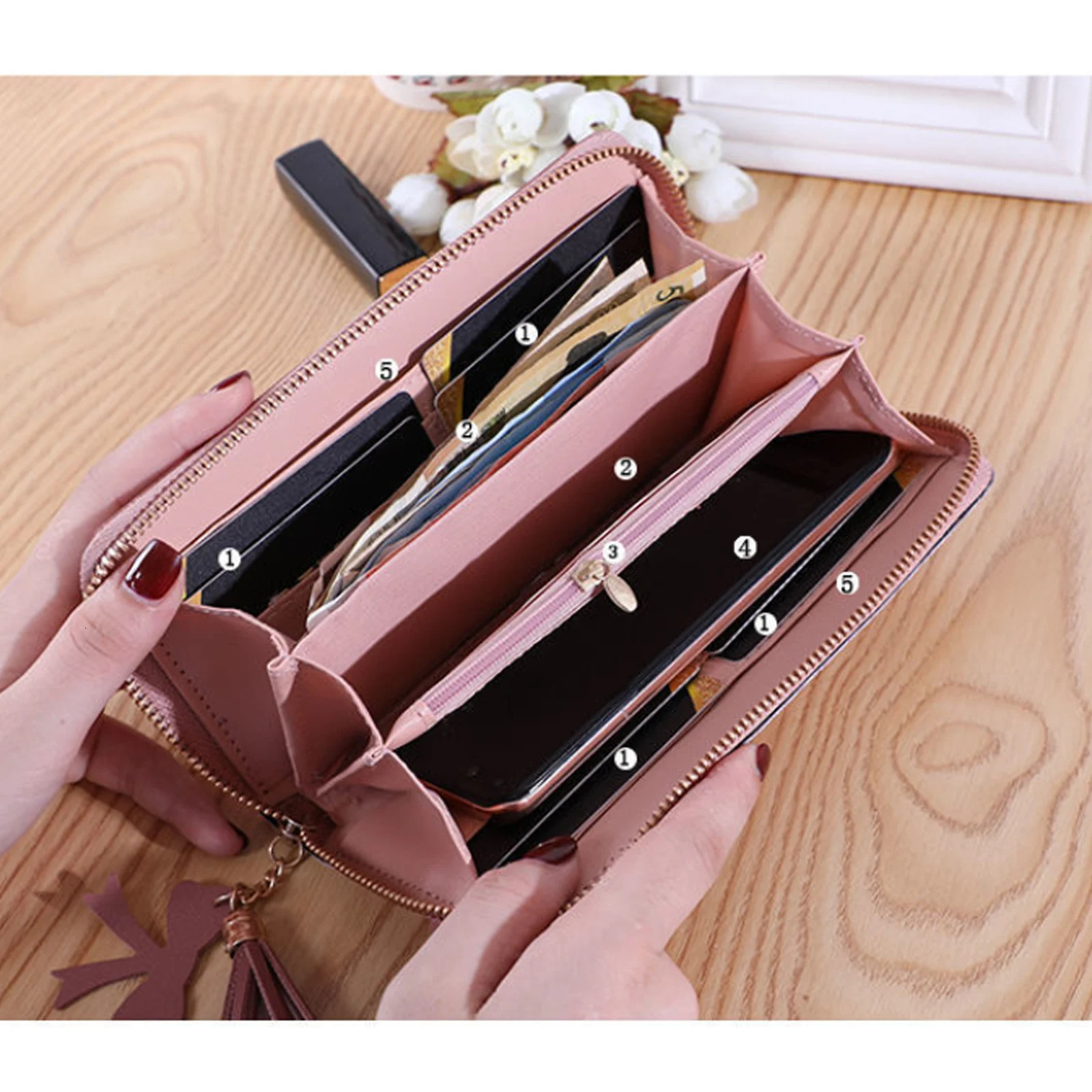 Women Wallets Lady Purses Wristlet Handbags Coin Purse Zipper Long Clutch Wallet Card Holder Burse Bags Billfold Dropshiping 250514