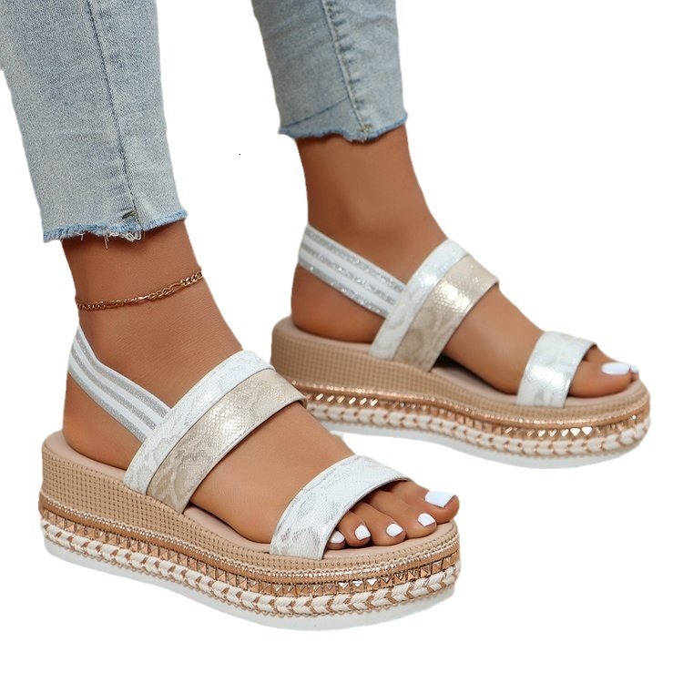 Quality Brand High Quality New Style Free Delivery Designer Bag 2025 Summer New Large Fish Mouth Buckle Slope Heel For Fashion Thick Bottom Bright Fac