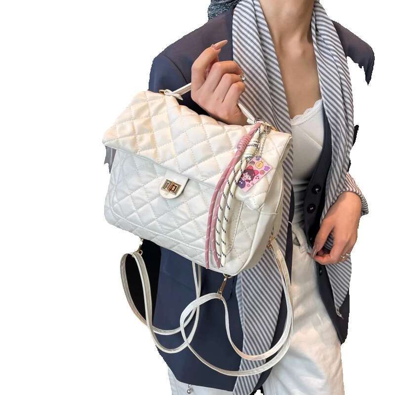 Top Quality Brand Free Delivery Designer Bag Three purpose Grid Backpack Solid Color New Women's Soft Leather Fashion Multi functional Shoulder B
