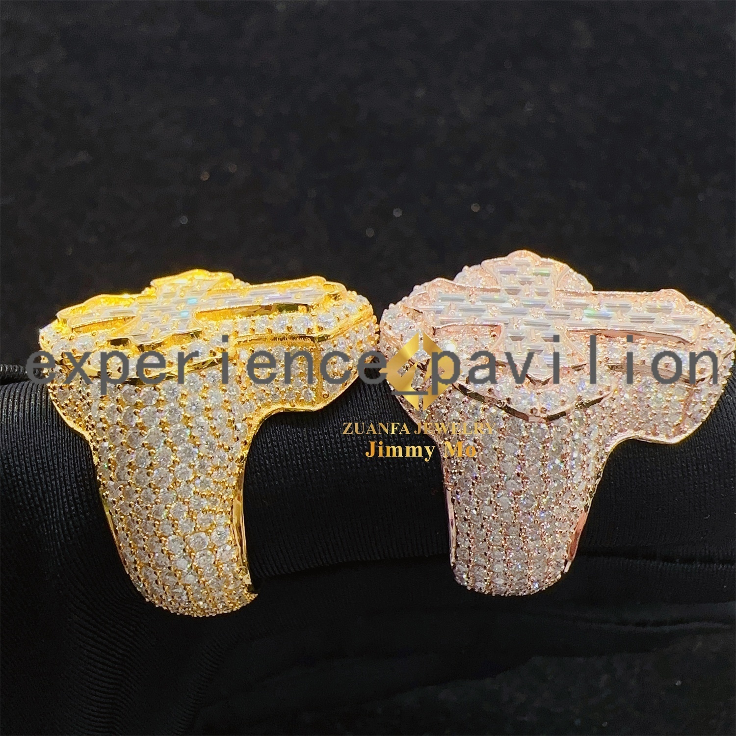New Design 925 Silver Pass Diamond Tester VVS1 Baguette Moissanite Iced Out Hip Hop Cross Shape Man Ring
