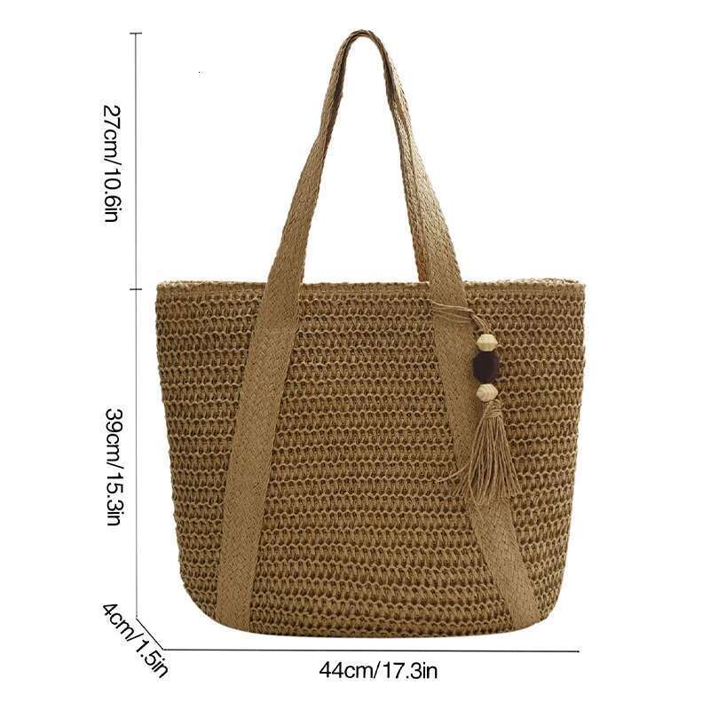 Summer Woven Women Beach Shoulder Bag Female Straw Knitted Handmade Large Capacity Handbag Purse Travel Tote Bags