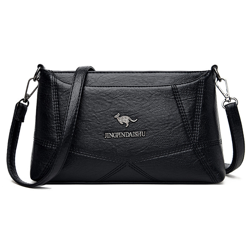 New minimalist embroidered thread crossbody bag retro solid color crossbody bag spliced large capacity fashionable and versatile single shoulder cross