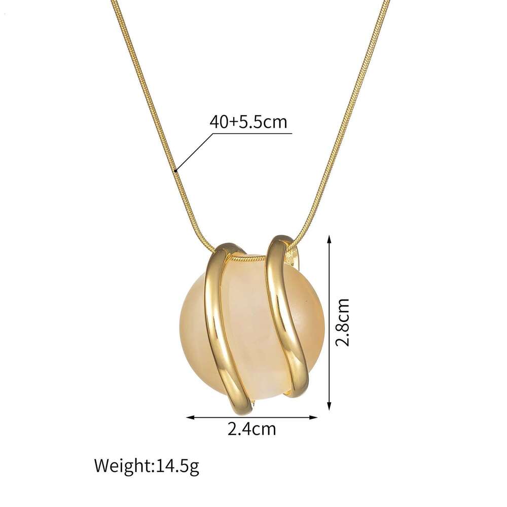 Trendy Fashion Stainless Steel Round Natural Stone Stud Earrings Necklace For Women Choker Jewelry Set Valentine's Day Gifts