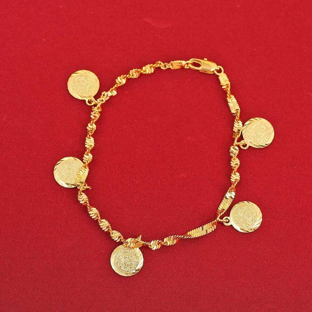 Trendy Money Coin Gold Color Islamic Muslim Religious Coins Bracelet Jewelry For Women Men Girls