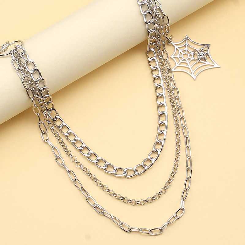 Fashion Punk Metal Pants Chain Hip Hop Waist Chain Spider Web Pendant Jeans Chain For Men Women Accessories Gifts Y250515