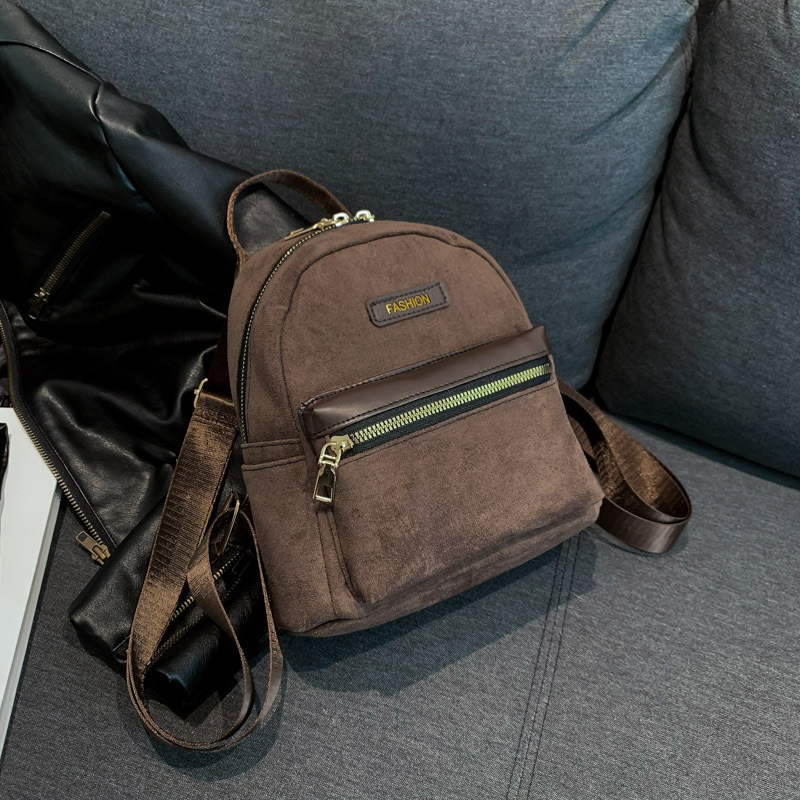 New Large Capacity Velvet Fashion Korean Edition Solid Color Trendy New Free Delivery Designer Bag Luxury Bag Student Shoulder Casual Backpack Women&#