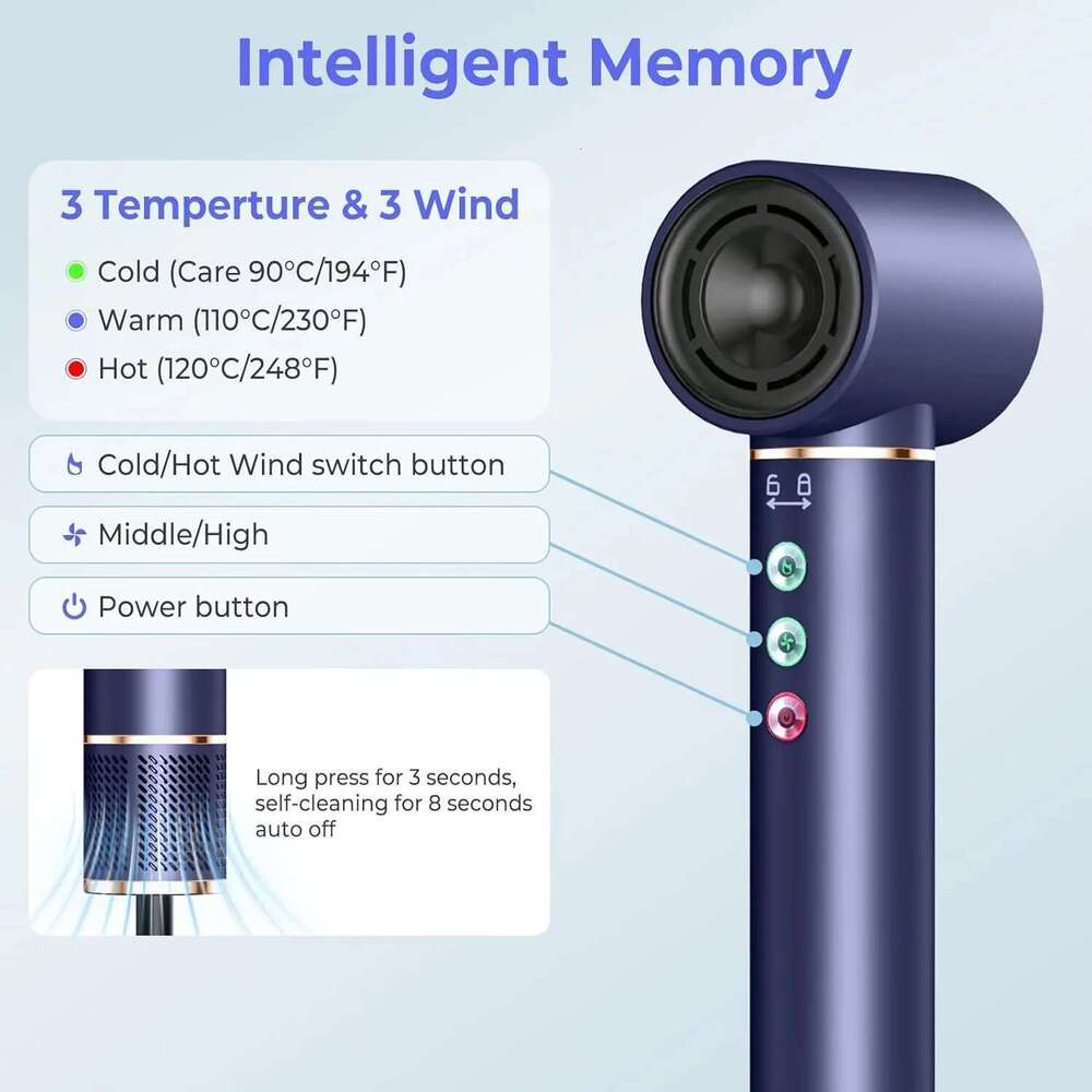5 in 1 High Speed Brushless Blow Dryer Negative Ionic Heating Brush Hot Air Styling Comb Auto Hair Curler
