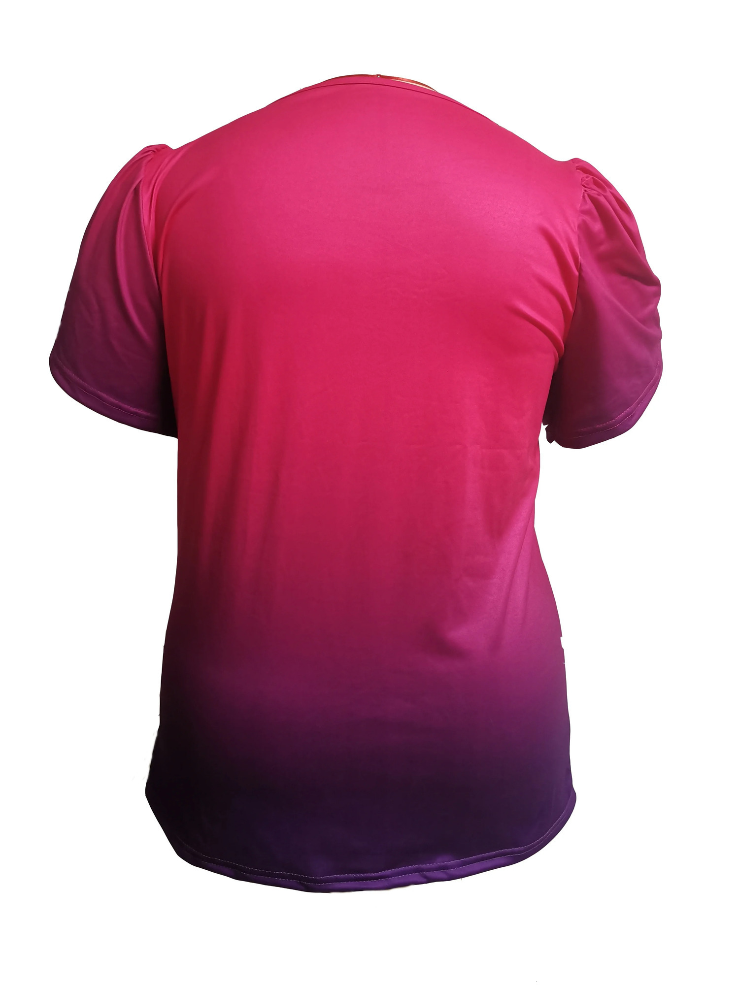Plus Size Womens Gradient Color T shirt Petal Sleeve Blouse 250515