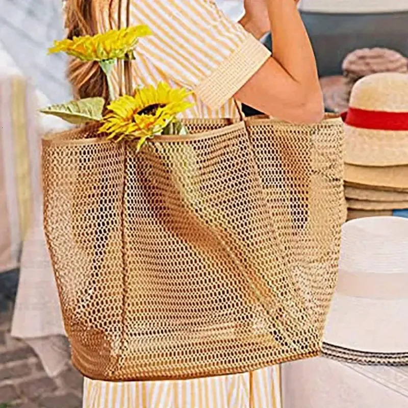 Mesh Beach Tote bag for Womens Shoulder Handbag Causal Hobo Pool Bags travel beach swimming bowls beach bags 250515