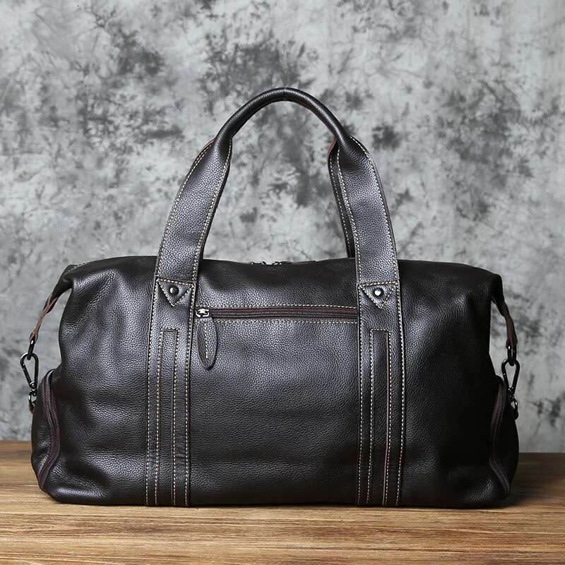 NZPJ Vintage Leather Men Travel Natural Cowhide Handbag Casual Shoulder Messenger Computer Large Capacity Lage Bag