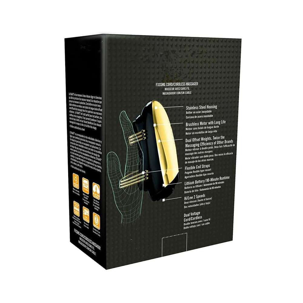 Men's Barberology Professional Cordless Metal Handheld Heat Massager USB Charge Vibration Head 2 Massage Nodes
