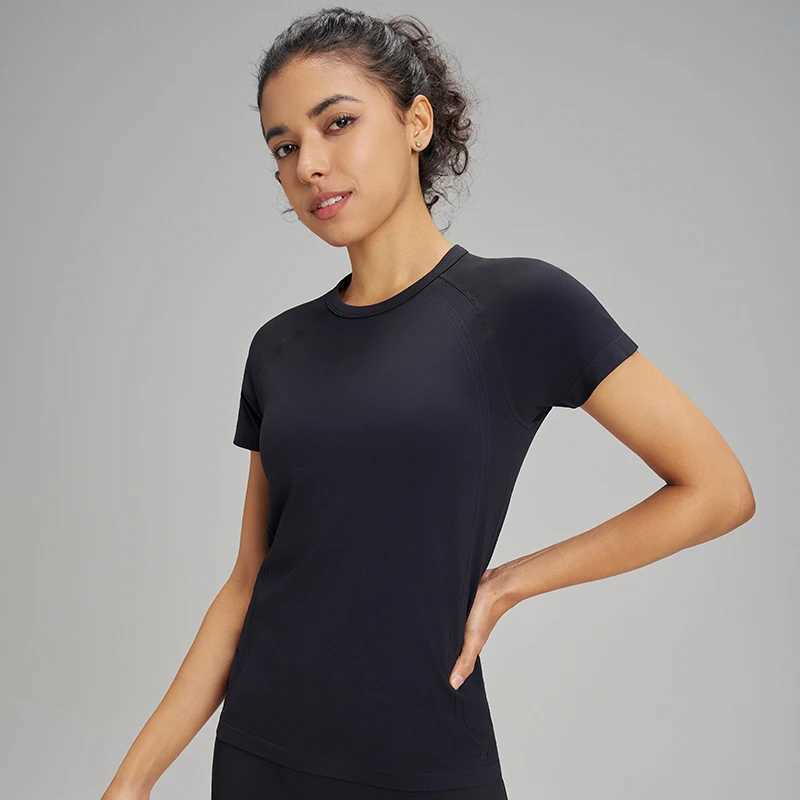 Ten Color Quick Dry Sports Short Sleeve T-Shirt Womens Sweatshirt Breathable Fitness Clothing Solid Color Short Sleeve Top M250515