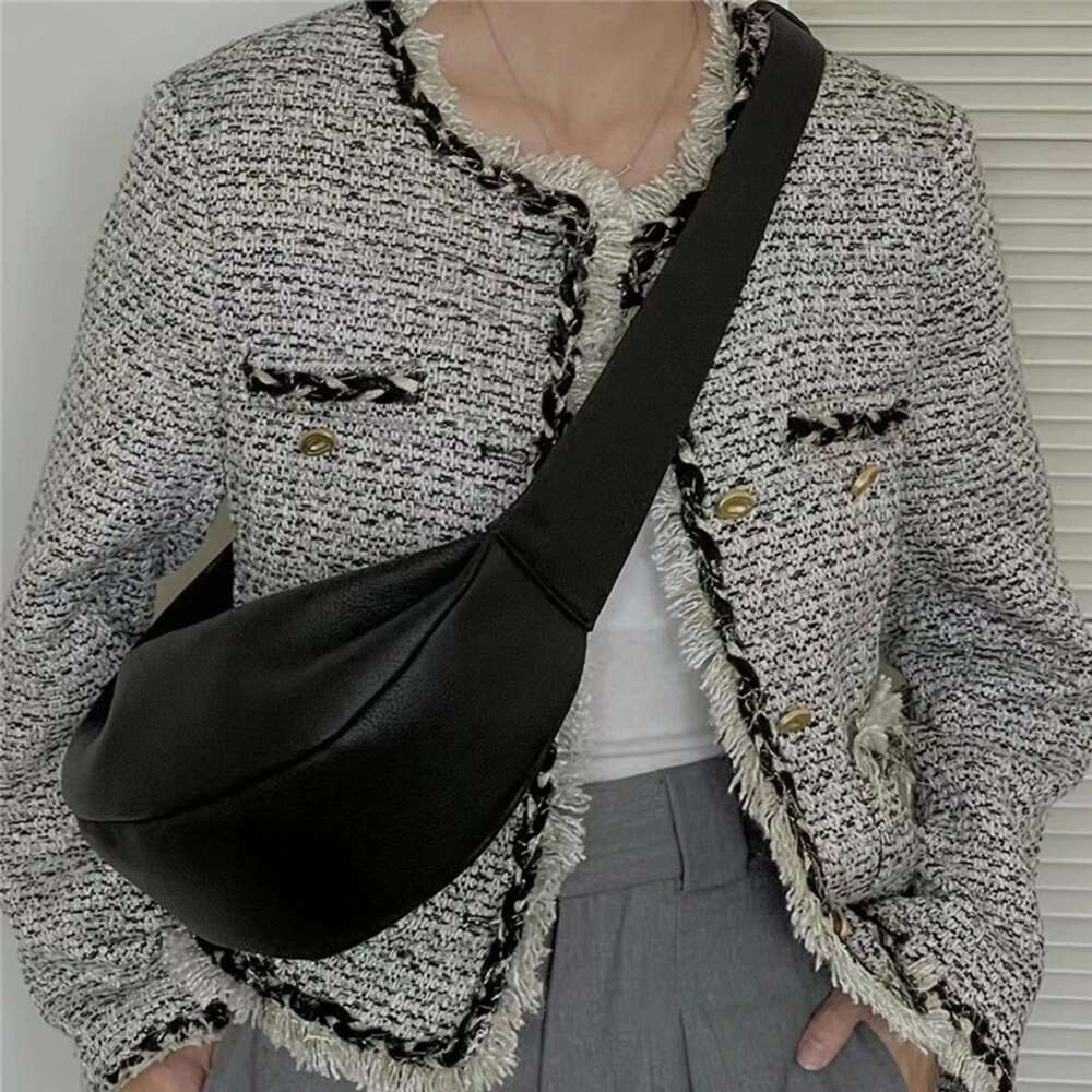 Women's Genuine Leather Shoulder Crossbody Cow Skin Saddle High Quality Female Wide Strap Hobos Bag Trendy Brand