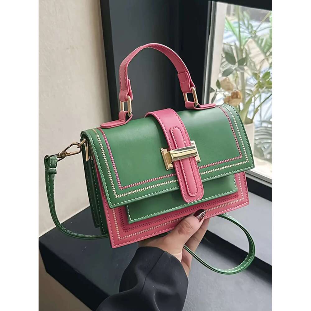 Trendy And Fashionable For Women, Versatile Temperament, Color Matching Bag, Large Capacity, Daily Wear, Women's Portable Shoulder Crossbody Bag