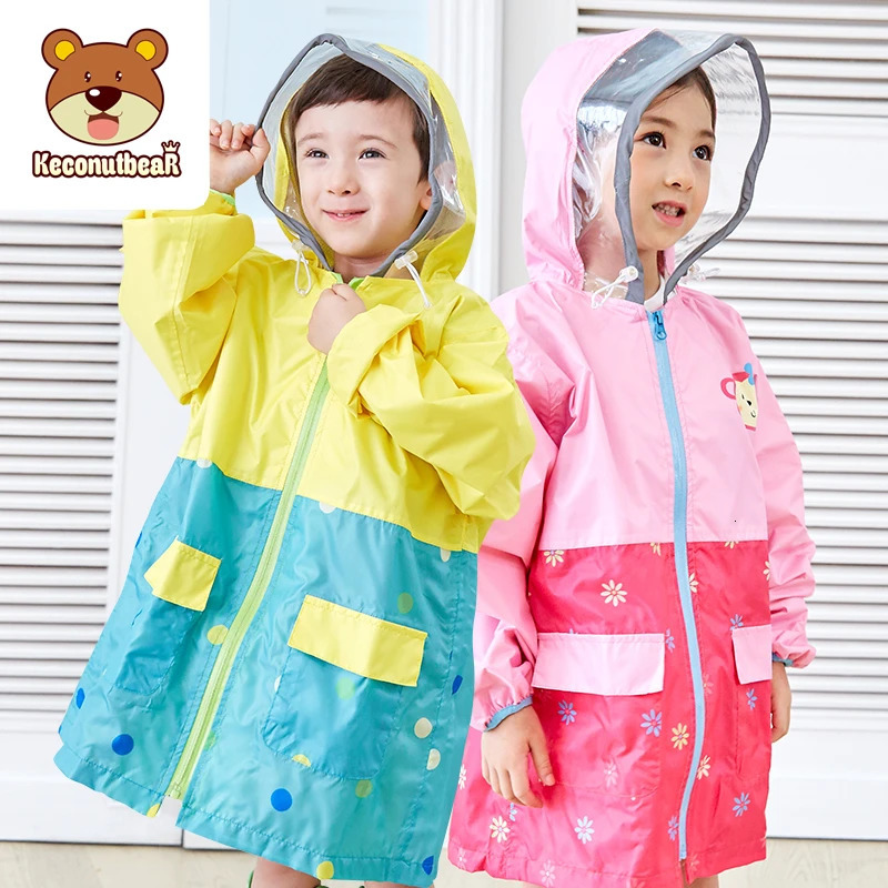 Baby Raincoat Children Monkey Rain Poncho Kindergarten Boys Girls Waterproof Jacket Camping Travel RainWear With Breathable Mesh 250515