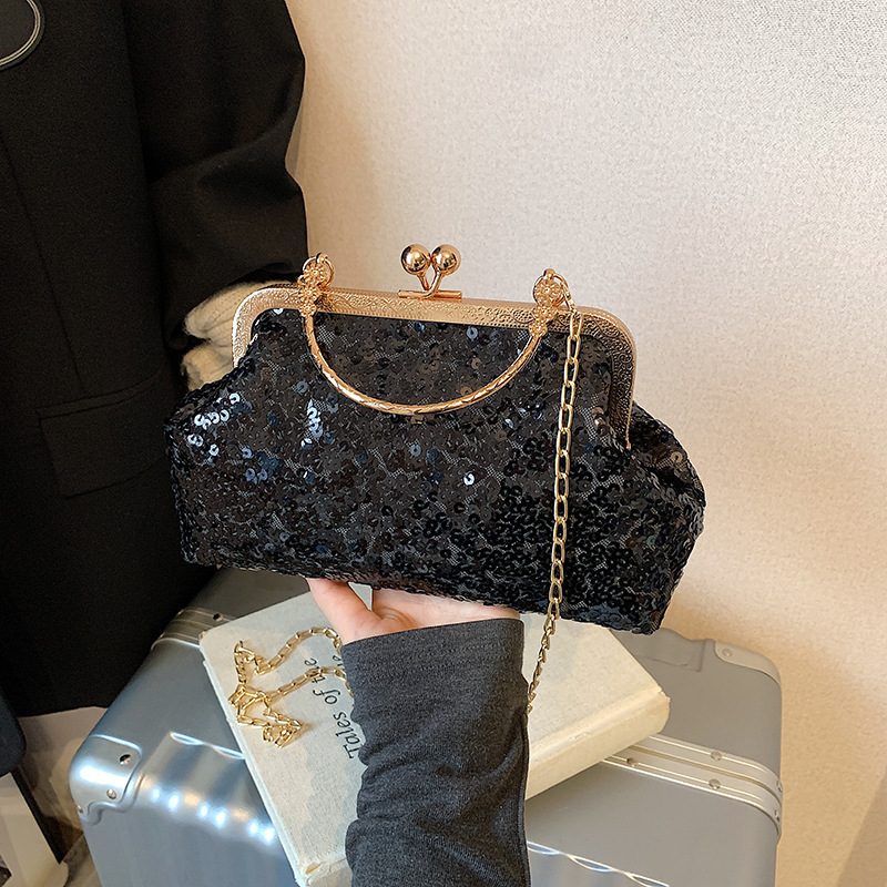 Sequin Pearl Chain Luxury Bag Handbag New Free Delivery Designer Bag Single Shoulder Crossbody Stylish Women's Banquet Bag Trendy And Versatile
