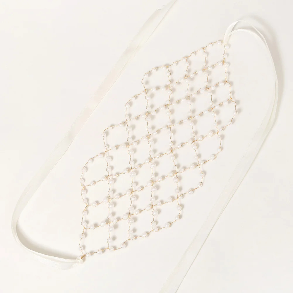 Delicate Pearl Hair Net for Women Handmade Hair Band Headband Girls Jewelry Accessories Wedding Birthday Queen Tiara 250509