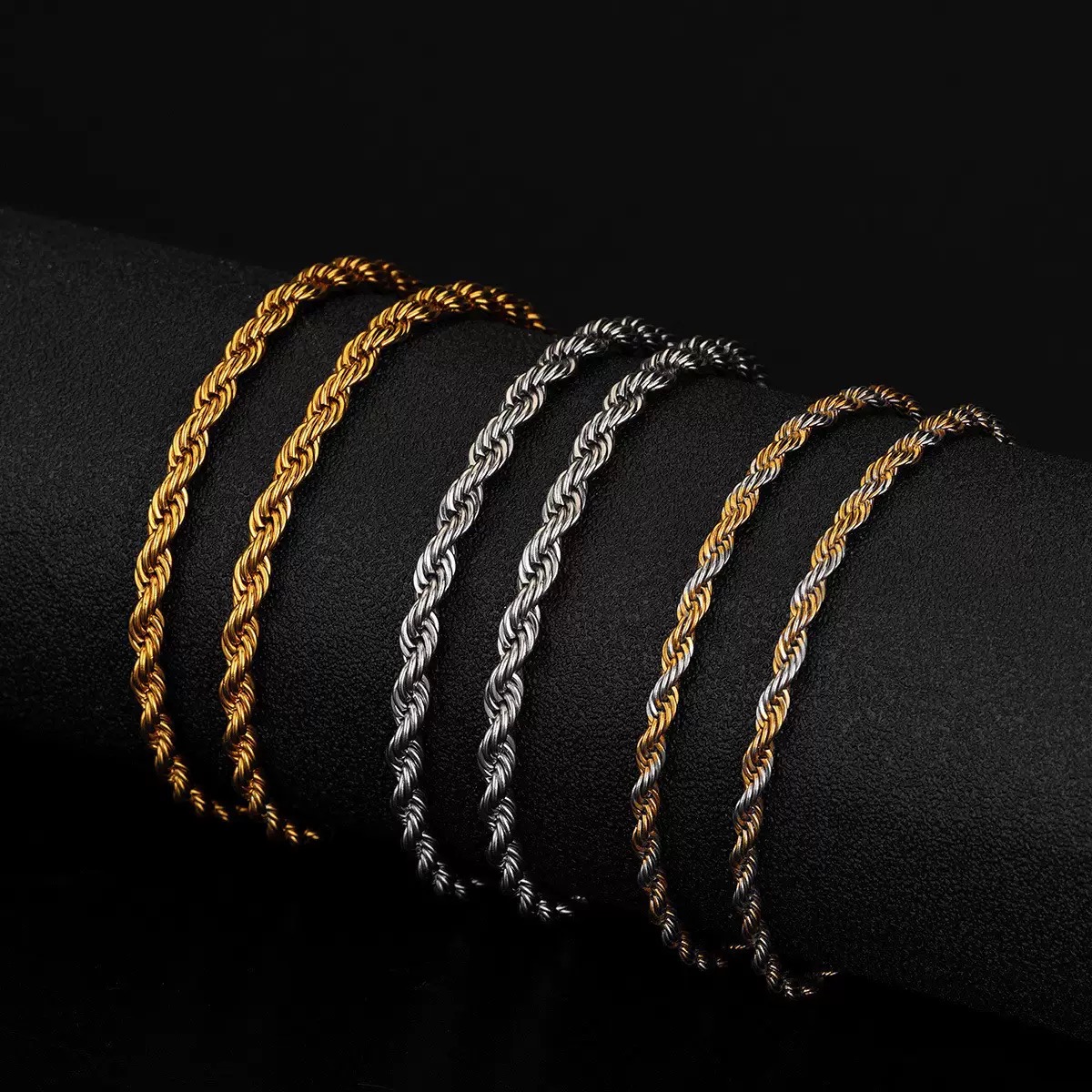 Wholesale 10K, 14K solid real gold 8mm twisted chains, Cuban chains, bracelets, ice out hip-hop moissanite necklaces, high-end jewelry for men