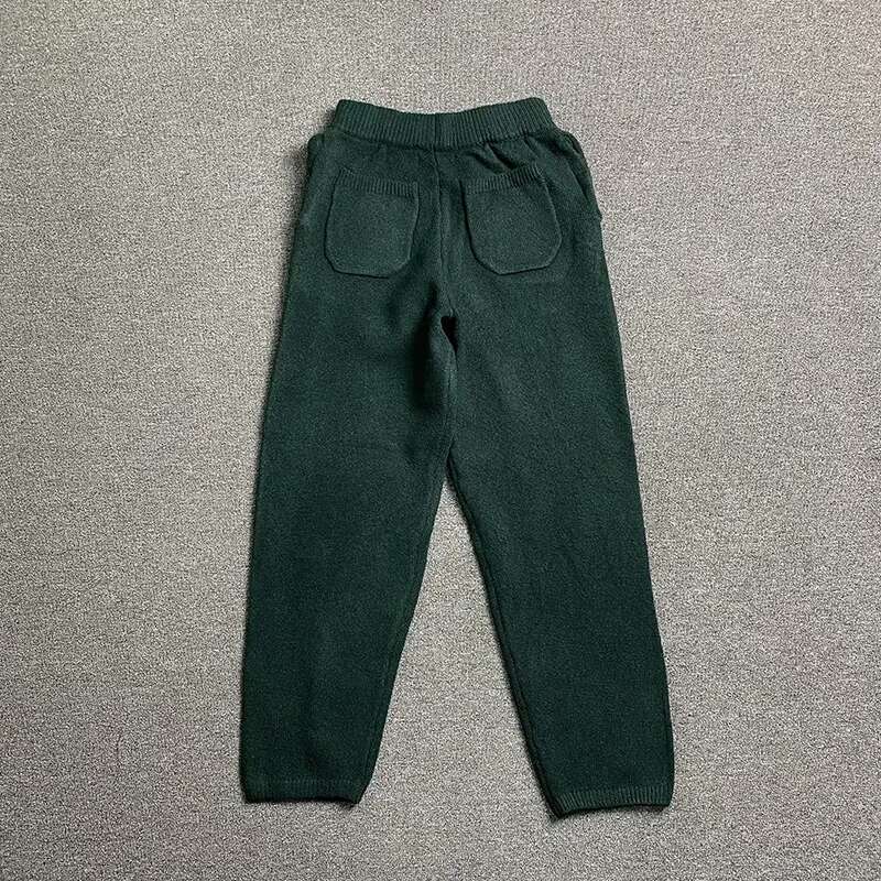 Autumn Winter Heavy Fabric Classic CB Jacquard Casual Knit Pants Men Women Drawstring Sweater Royal Blue Green
