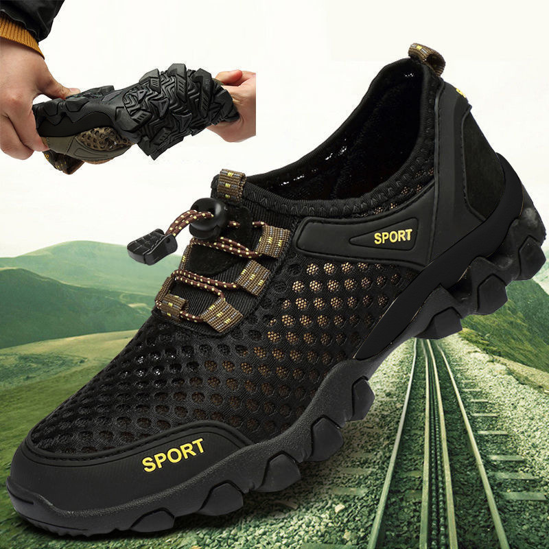 Men's 2025 summer new men's sports and leisure hole trendy Korean version mesh breathable water hiking shoes