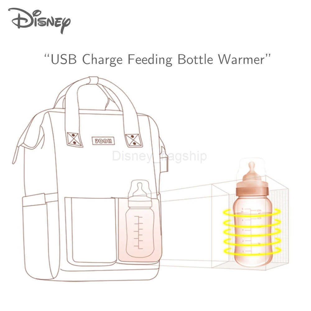 Disney Baby Diaper Backpack USB Bottle Insulation Heating Mummy Nappy Changing Bags For Baby Care Mom Stroller Oxford HandbagsXJ250515