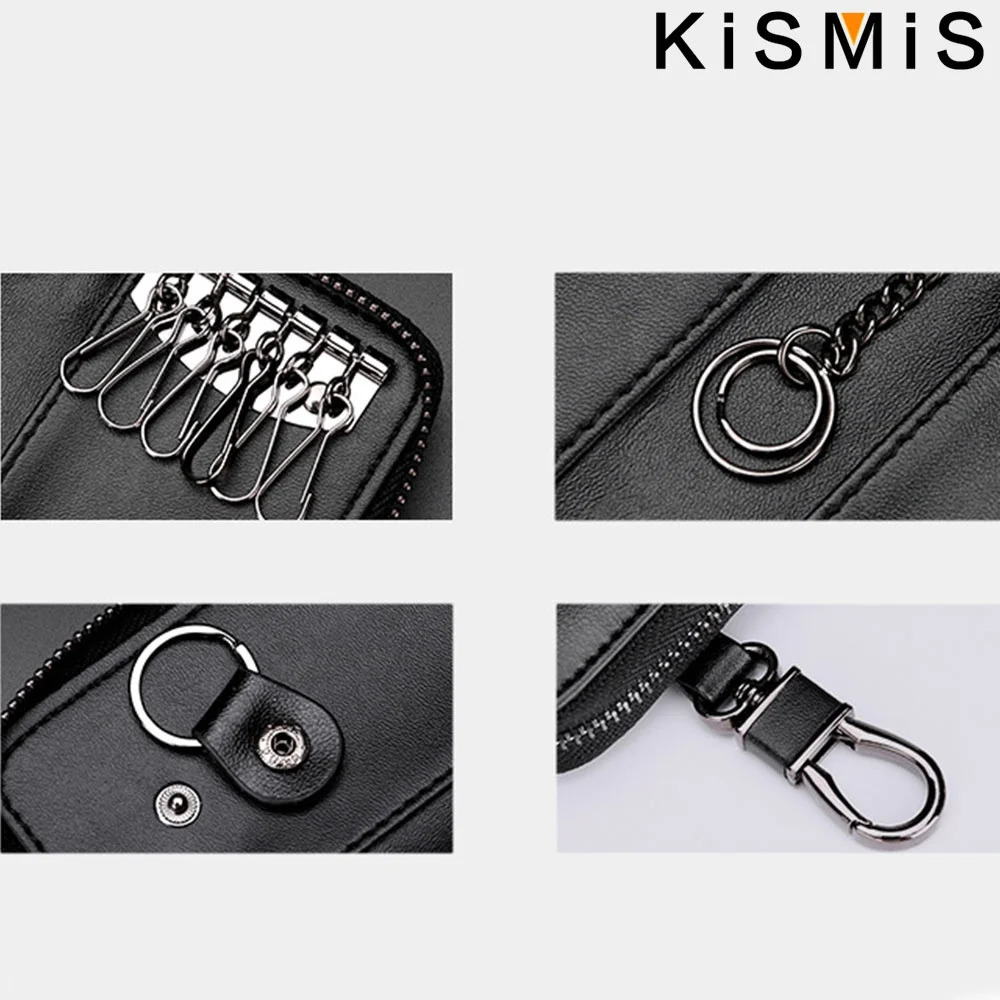 Genuine Leather KeyChain Unisex Key Bag Multifunction Organizer Wallet Holder Smart Housekeeper Car Small Key Case Keys Pouch 250515