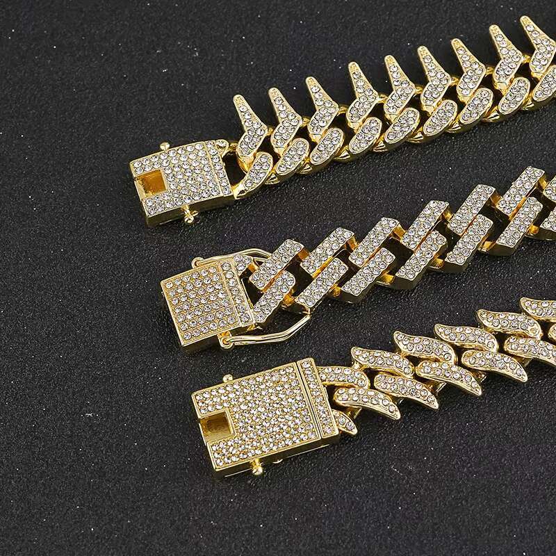 Men's Choker Hip Hop Zircon Crystal Glass Stone Rap Style Necklaces High Quality Cuban Chain Full Stones Jewelry for Men
